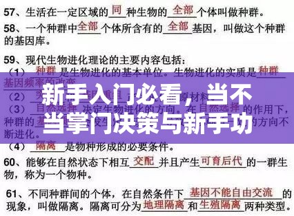 新手入门必看，当不当掌门决策与新手功法选择全面攻略指南