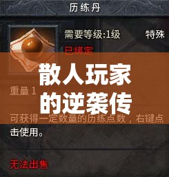 散人玩家的逆袭传奇，永恒世界中屌丝炼刀技巧与心得全面揭秘