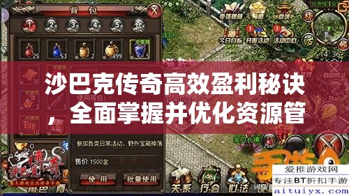 沙巴克传奇高效盈利秘诀，全面掌握并优化资源管理策略，开启新境界