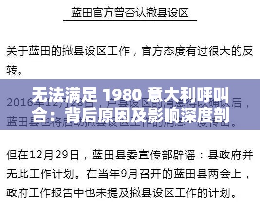 无法满足 1980 意大利呼叫合：背后原因及影响深度剖析