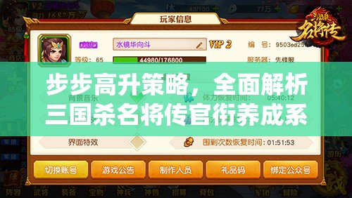 步步高升策略，全面解析三国杀名将传官衔养成系统攻略
