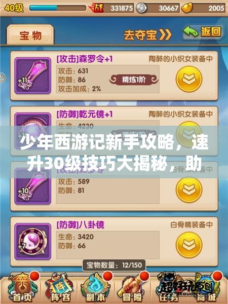 少年西游记新手攻略，速升30级技巧大揭秘，助你轻松开启全新游戏世界大门