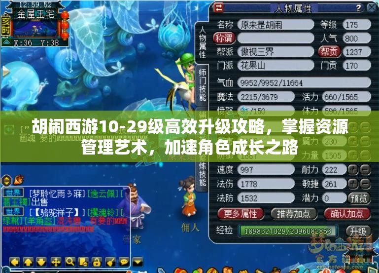 胡闹西游10-29级高效升级攻略，掌握资源管理艺术，加速角色成长之路