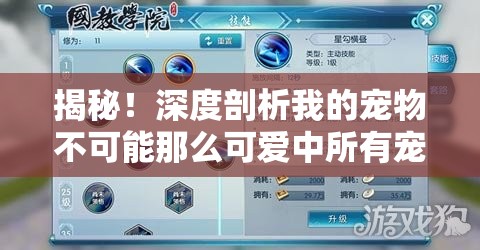 揭秘！深度剖析我的宠物不可能那么可爱中所有宠物技能全解析