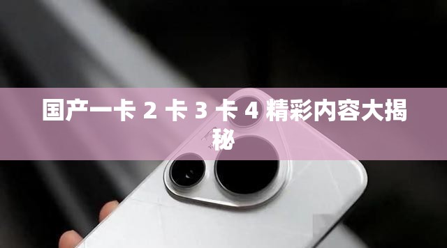 国产一卡 2 卡 3 卡 4 精彩内容大揭秘