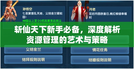 斩仙天下新手必备，深度解析资源管理的艺术与策略