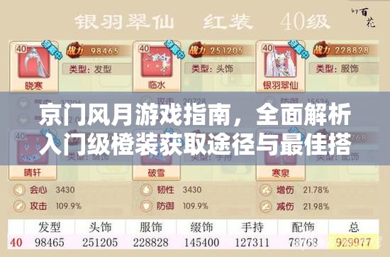 京门风月游戏指南，全面解析入门级橙装获取途径与最佳搭配策略