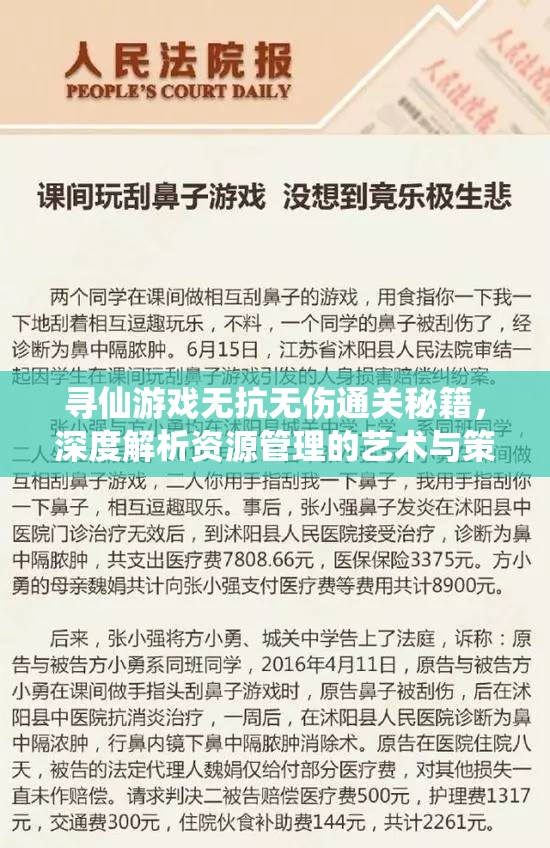 寻仙游戏无抗无伤通关秘籍，深度解析资源管理的艺术与策略