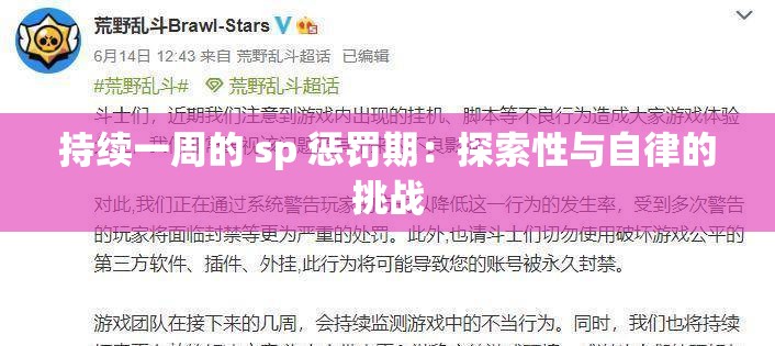 持续一周的 sp 惩罚期：探索性与自律的挑战
