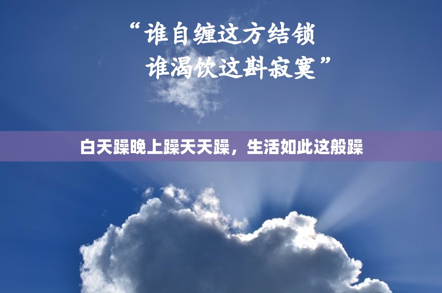 白天躁晚上躁天天躁，生活如此这般躁