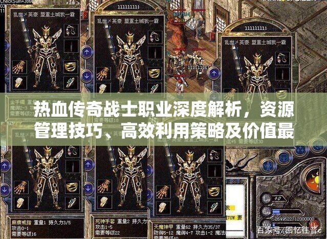 热血传奇战士职业深度解析，资源管理技巧、高效利用策略及价值最大化指南