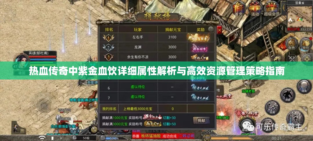 热血传奇中紫金血饮详细属性解析与高效资源管理策略指南