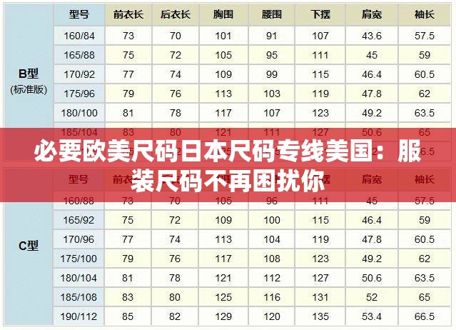 必要欧美尺码日本尺码专线美国：服装尺码不再困扰你