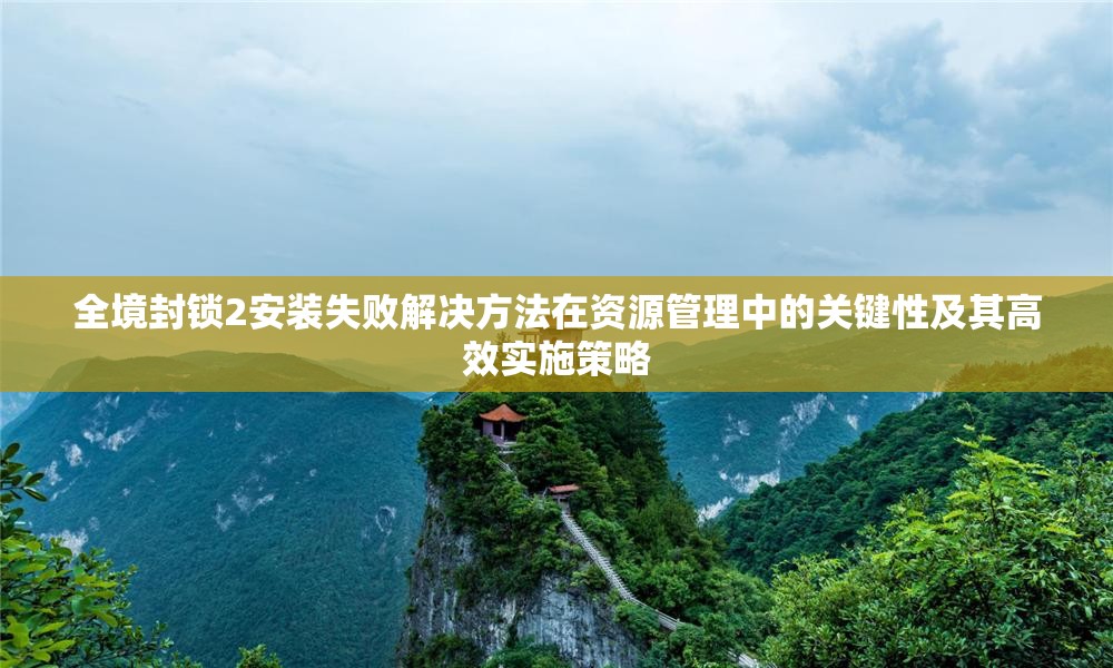 全境封锁2安装失败解决方法在资源管理中的关键性及其高效实施策略