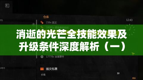 消逝的光芒全技能效果及升级条件深度解析（一），资源管理核心价值与高效实施策略