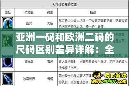 亚洲一码和欧洲二码的尺码区别差异详解：全方位对比分析