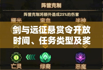 剑与远征悬赏令开放时间、任务类型及奖励机制全揭秘