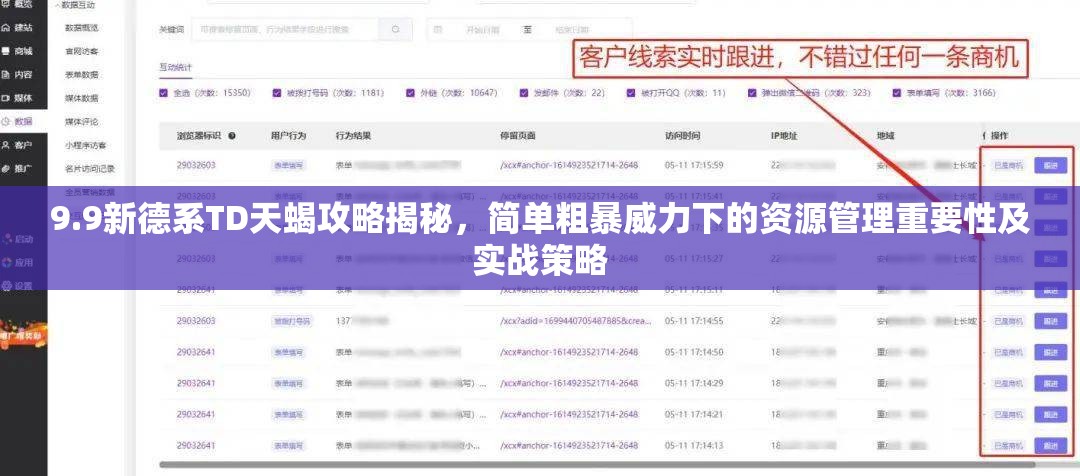 9.9新德系TD天蝎攻略揭秘，简单粗暴威力下的资源管理重要性及实战策略