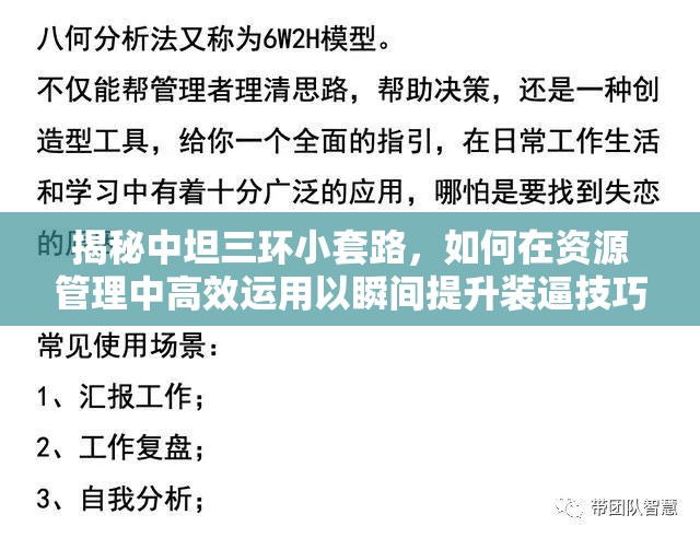 揭秘中坦三环小套路，如何在资源管理中高效运用以瞬间提升装逼技巧