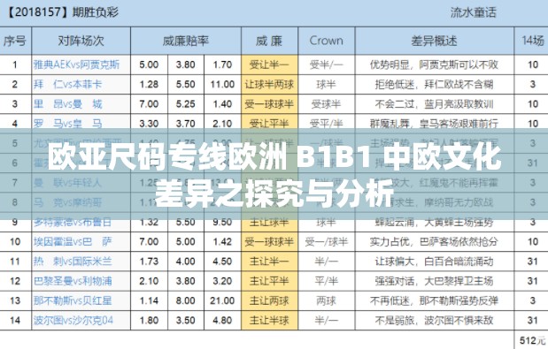 欧亚尺码专线欧洲 B1B1 中欧文化差异之探究与分析
