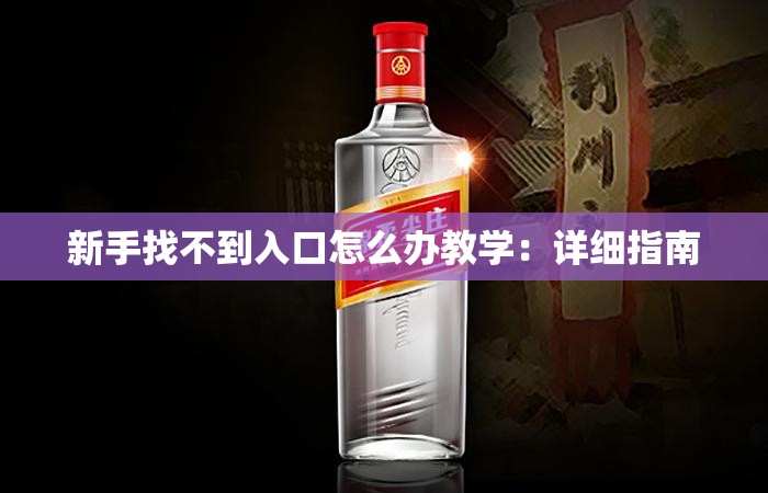 新手找不到入口怎么办教学：详细指南