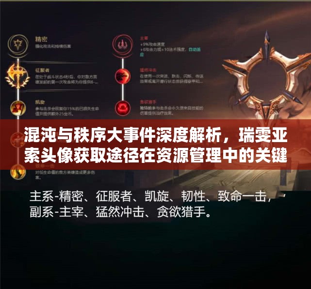 混沌与秩序大事件深度解析，瑞雯亚索头像获取途径在资源管理中的关键性策略