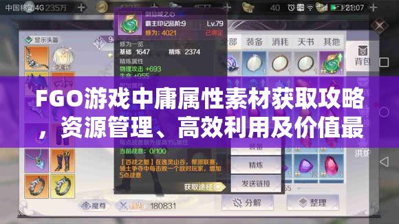 FGO游戏中庸属性素材获取攻略，资源管理、高效利用及价值最大化策略
