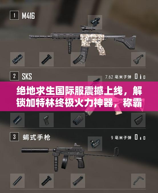 绝地求生国际服震撼上线，解锁加特林终极火力神器，称霸战场新篇章