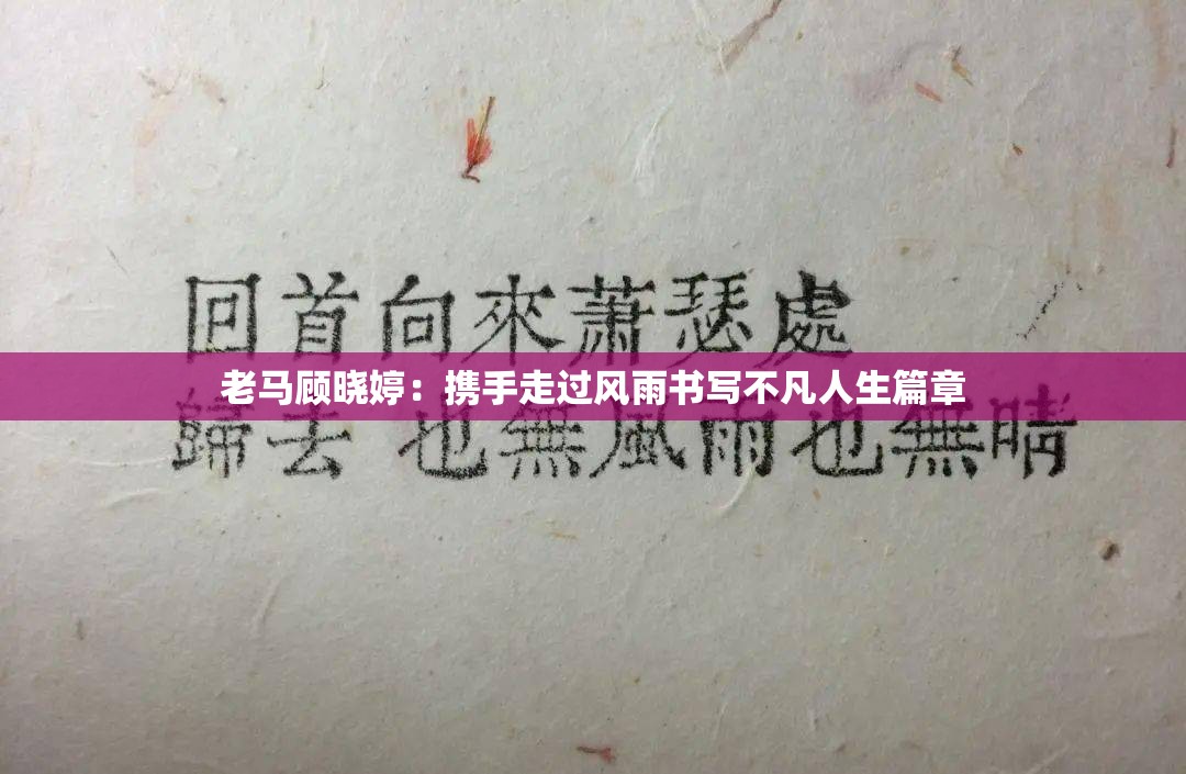 老马顾晓婷：携手走过风雨书写不凡人生篇章