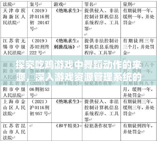 探究吃鸡游戏中舞蹈动作的来源，深入游戏资源管理系统的剖析