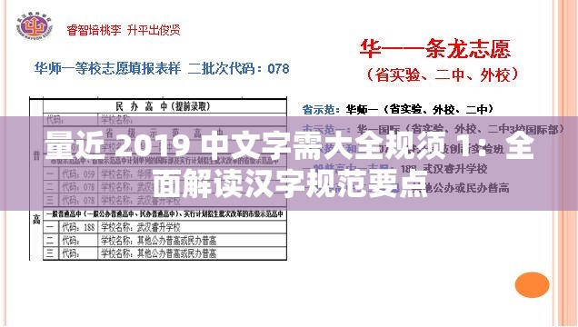 量近 2019 中文字需大全规须 1：全面解读汉字规范要点