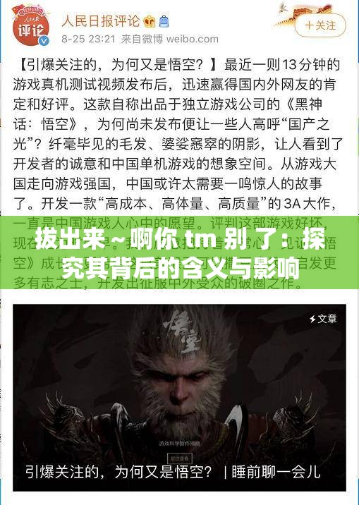 拔出来～啊你 tm 别 了：探究其背后的含义与影响