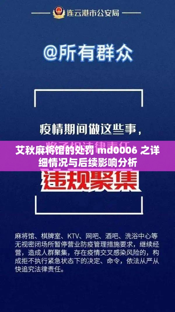 艾秋麻将馆的处罚 md0006 之详细情况与后续影响分析