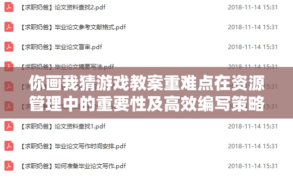 你画我猜游戏教案重难点在资源管理中的重要性及高效编写策略