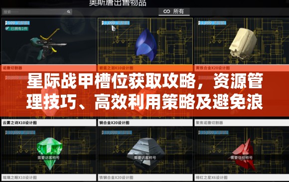 星际战甲槽位获取攻略，资源管理技巧、高效利用策略及避免浪费方法