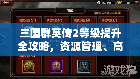 三国群英传2等级提升全攻略，资源管理、高效技巧及避免浪费的实战策略