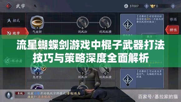 流星蝴蝶剑游戏中棍子武器打法技巧与策略深度全面解析