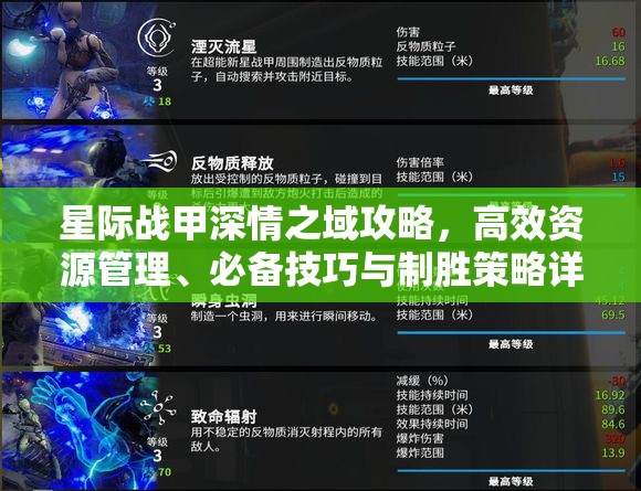 星际战甲深情之域攻略，高效资源管理、必备技巧与制胜策略详解