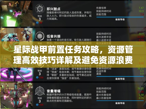 星际战甲前置任务攻略，资源管理高效技巧详解及避免资源浪费策略