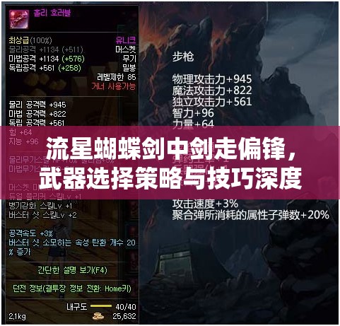 流星蝴蝶剑中剑走偏锋，武器选择策略与技巧深度解析