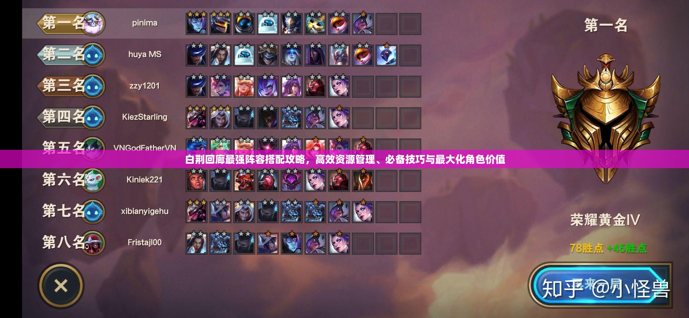 白荆回廊最强阵容搭配攻略，高效资源管理、必备技巧与最大化角色价值