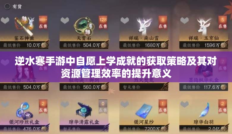逆水寒手游中自愿上学成就的获取策略及其对资源管理效率的提升意义