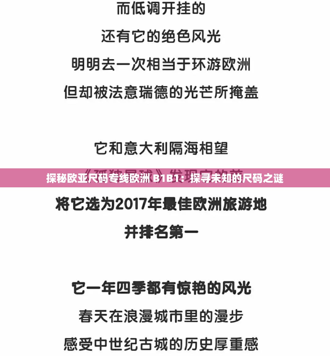 探秘欧亚尺码专线欧洲 B1B1：探寻未知的尺码之谜
