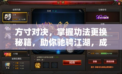 方寸对决，掌握功法更换秘籍，助你驰骋江湖，成就一代霸主！