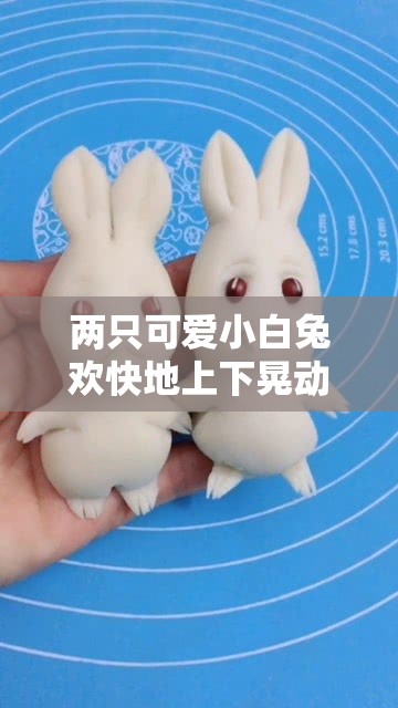 两只可爱小白兔欢快地上下晃动惹人喜爱