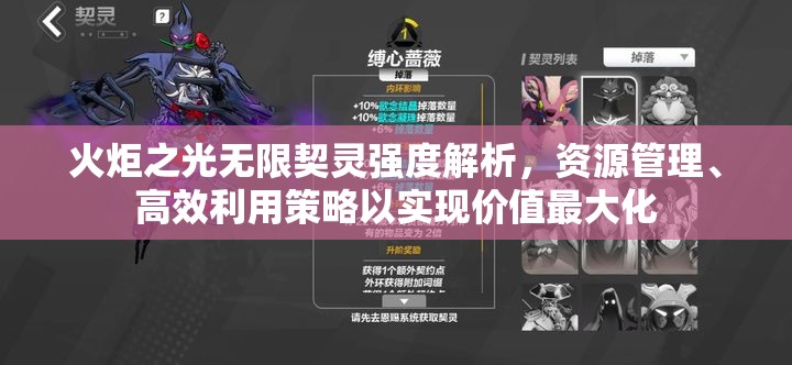 火炬之光无限契灵强度解析，资源管理、高效利用策略以实现价值最大化