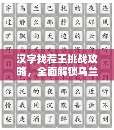 汉字找茬王挑战攻略，全面解锁乌兰巴托的夜关卡通关秘籍与技巧