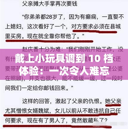 戴上小玩具调到 10 档体验：一次令人难忘的独特经历