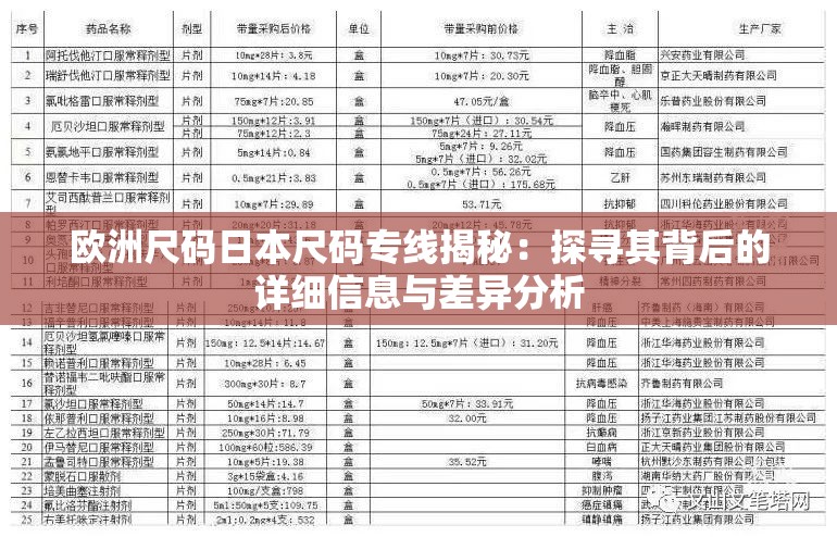欧洲尺码日本尺码专线揭秘：探寻其背后的详细信息与差异分析