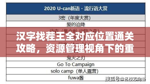 汉字找茬王全对应位置通关攻略，资源管理视角下的重要性及高效策略解析